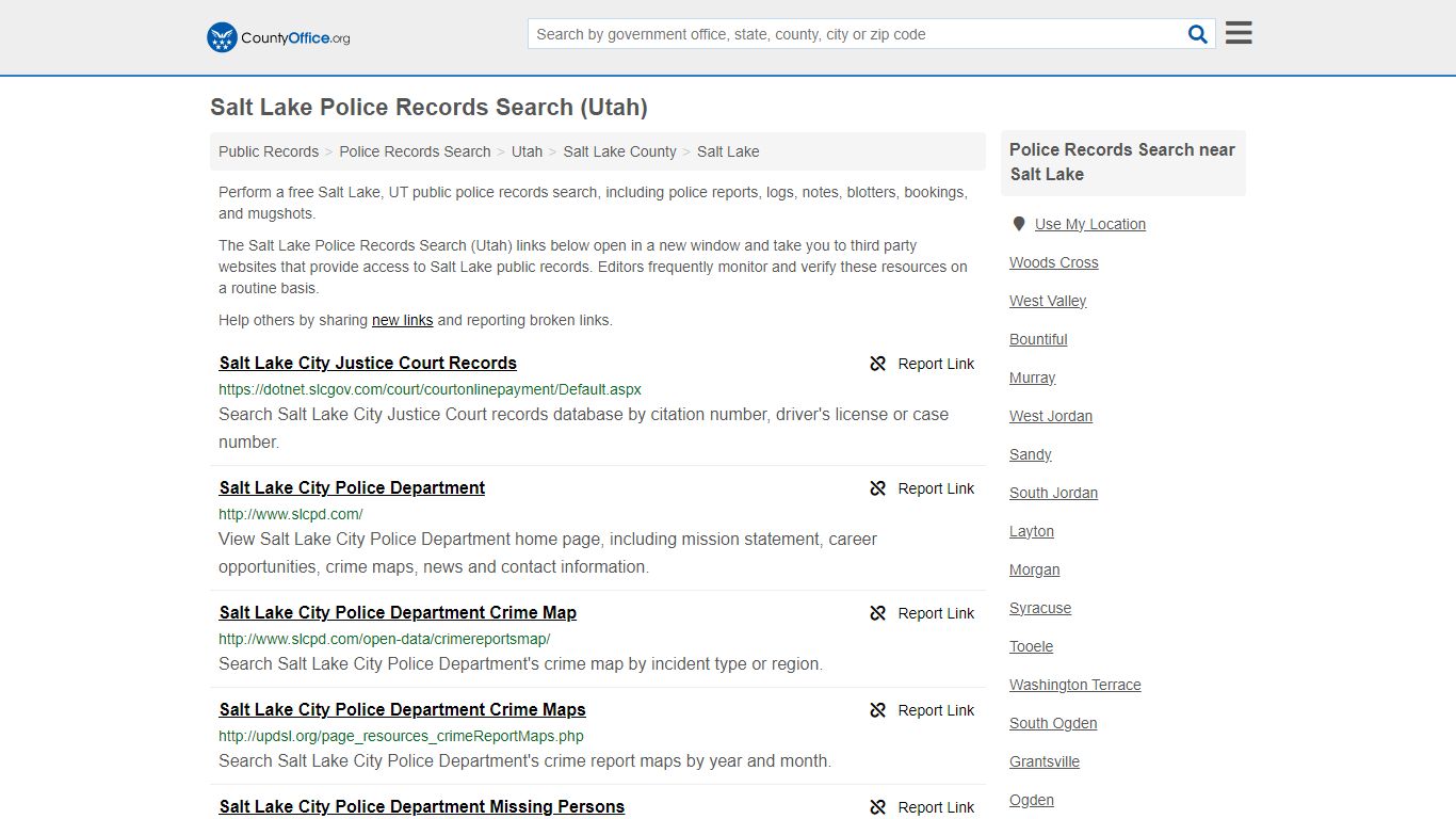 Police Records Search - Salt Lake, UT (Accidents & Arrest Records)