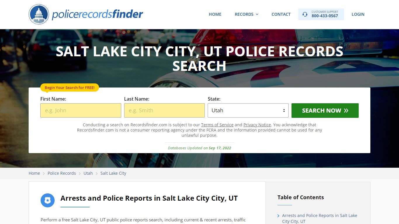 SALT LAKE CITY CITY, UT POLICE RECORDS SEARCH - RecordsFinder