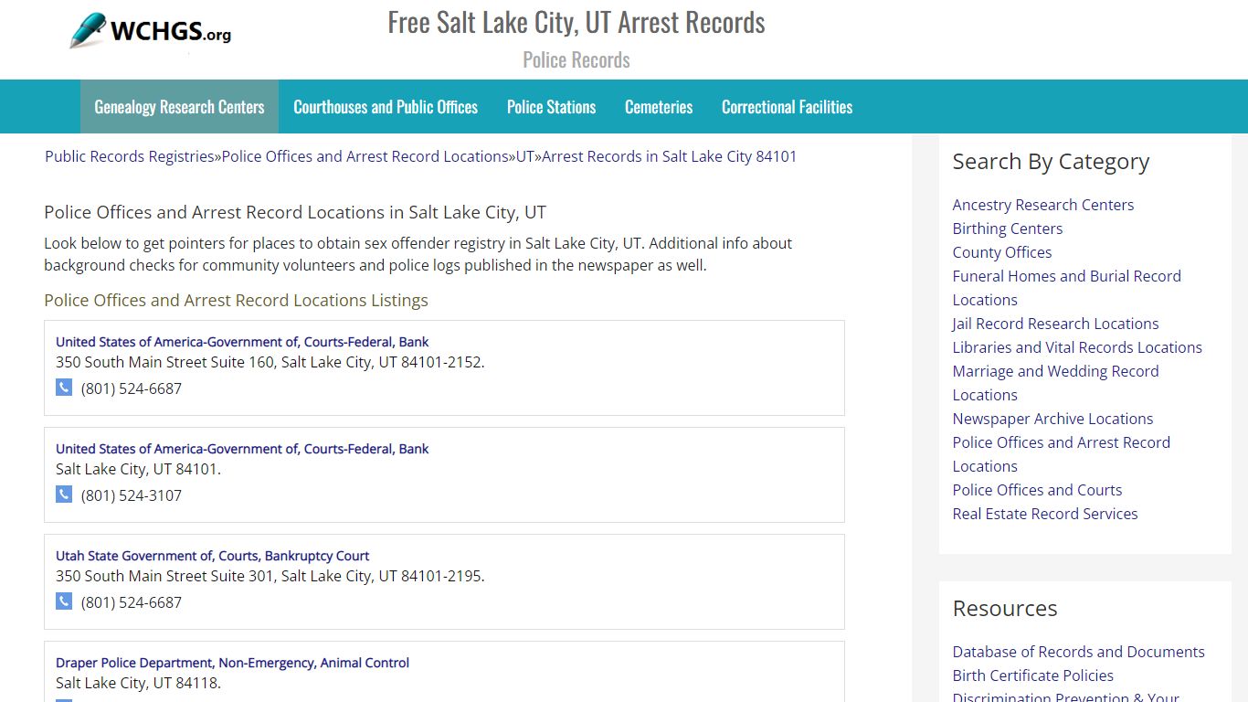 Free Salt Lake City, UT Arrest Records - Police Records